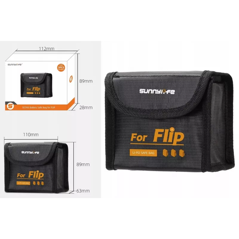 SUNNYLIFE bolsa ignífuga para 3 baterías DJI Flip