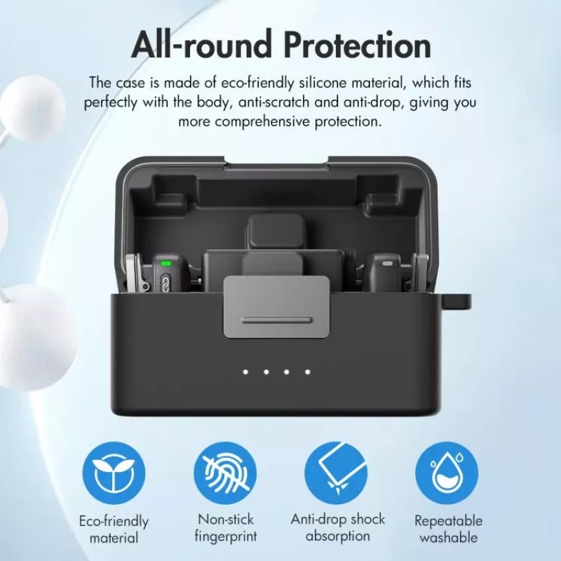 PULUZ Funda protectora de silicona para estuche de carga DJI Mic Mini - Negro