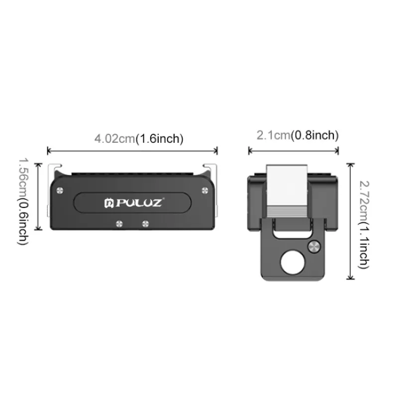 PULUZ Adaptador de rosca de 1/4 inch a montura GoPro para DJI Osmo Action 5 Pro / 4 / 3 - Negro