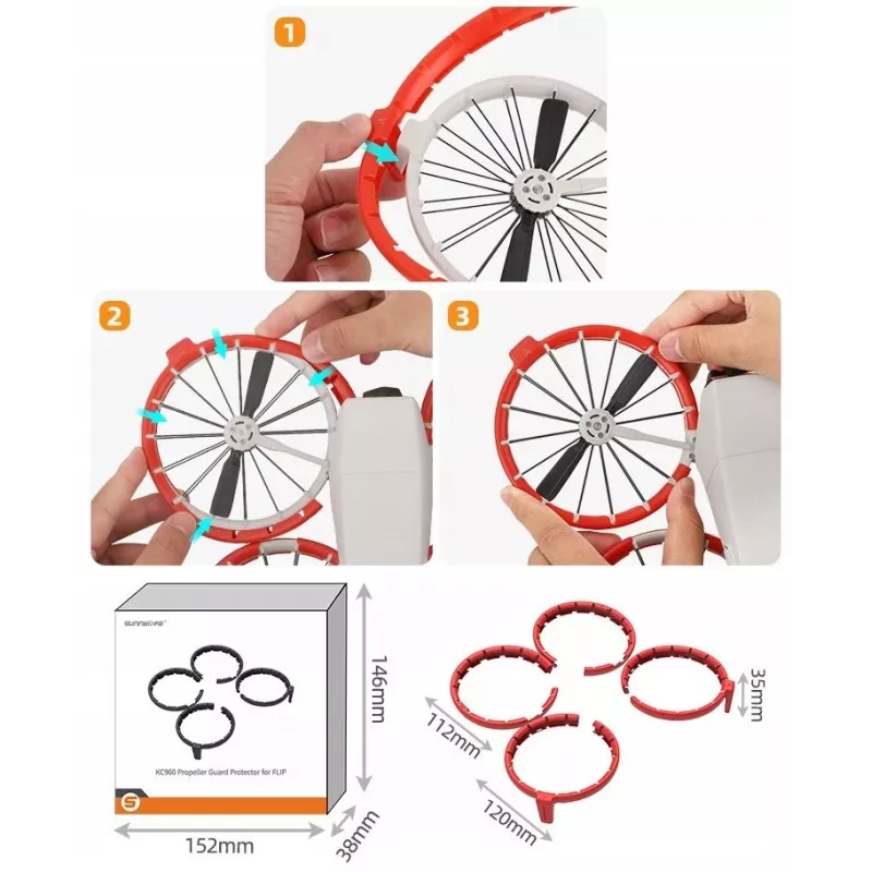 SUNNYLIFE Set de protección de hélices para DJI Flip / Gris / FP-KC960-GY