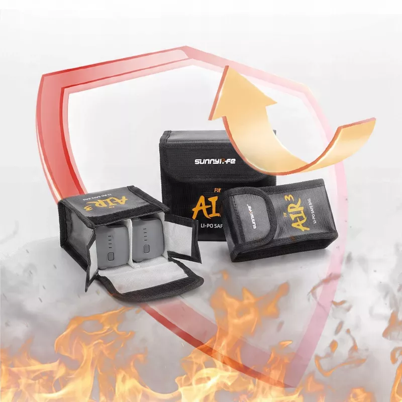 SUNNYLIFE bolsa ignífuga para 3 baterías DJI Air 3 / 3S