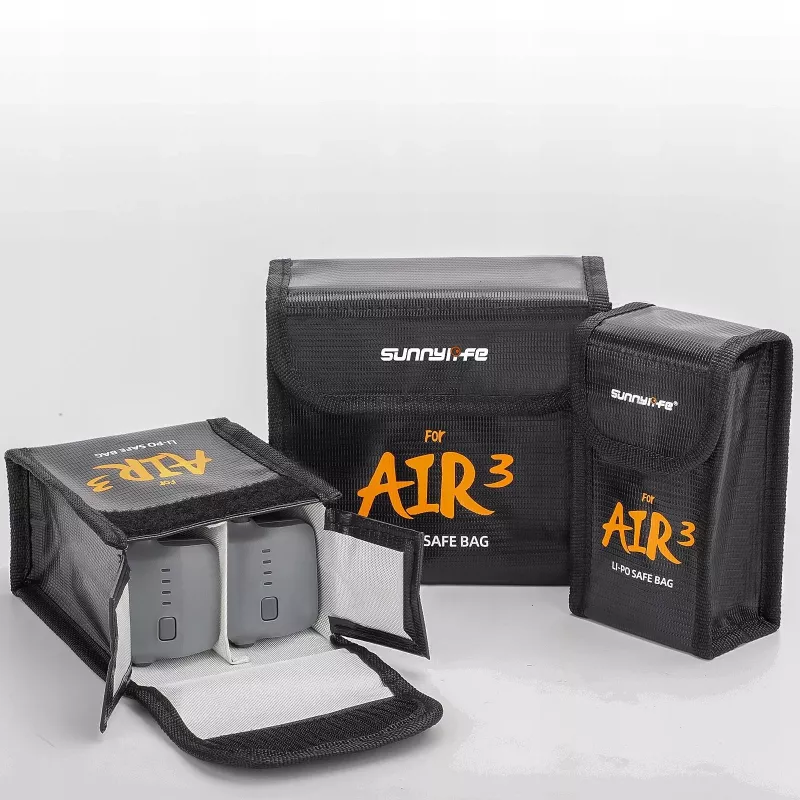SUNNYLIFE bolsa ignífuga para 3 baterías DJI Air 3 / 3S
