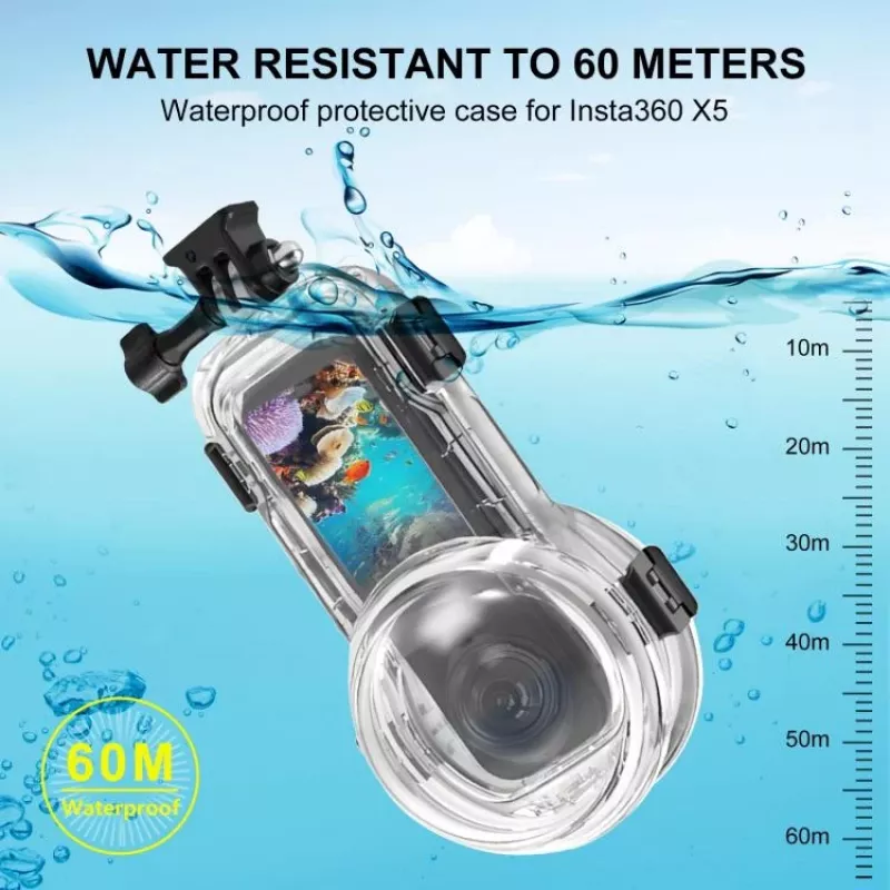 PULUZ Carcasa subacuática impermeable hasta 60m para Insta360 X5 / X 5 / Pu756t