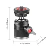 PULUZ Rótula mini 3D con tornillo de 1/4 de pulgada y 2 soportes de zapata en frío, capacidad de carga 3 kg, Negra PU3075B