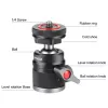 PULUZ Rótula mini 3D con tornillo de 1/4 de pulgada y 2 soportes de zapata en frío, capacidad de carga 3 kg, Negra PU3075B
