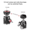 PULUZ Rótula mini 3D con tornillo de 1/4 de pulgada y 2 soportes de zapata en frío, capacidad de carga 3 kg, Negra PU3075B