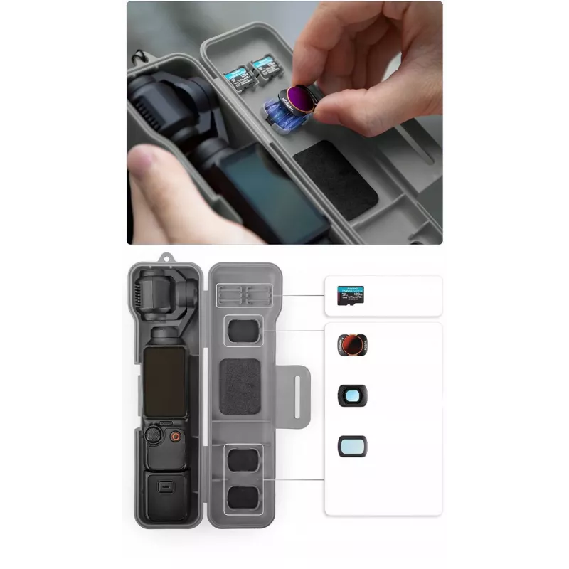 SUNNYLIFE Maletín rígido de transporte para DJI Osmo Pocket 3 y accesorios, Negro