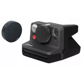 LOVEINSTANT tapa de objetivo de aluminio para Polaroid Now Now+ negra
