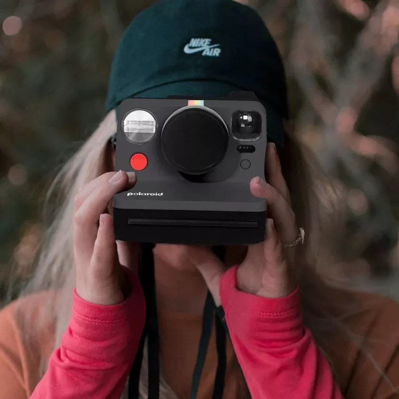 LOVEINSTANT tapa de objetivo de aluminio para Polaroid Now Now+ negra