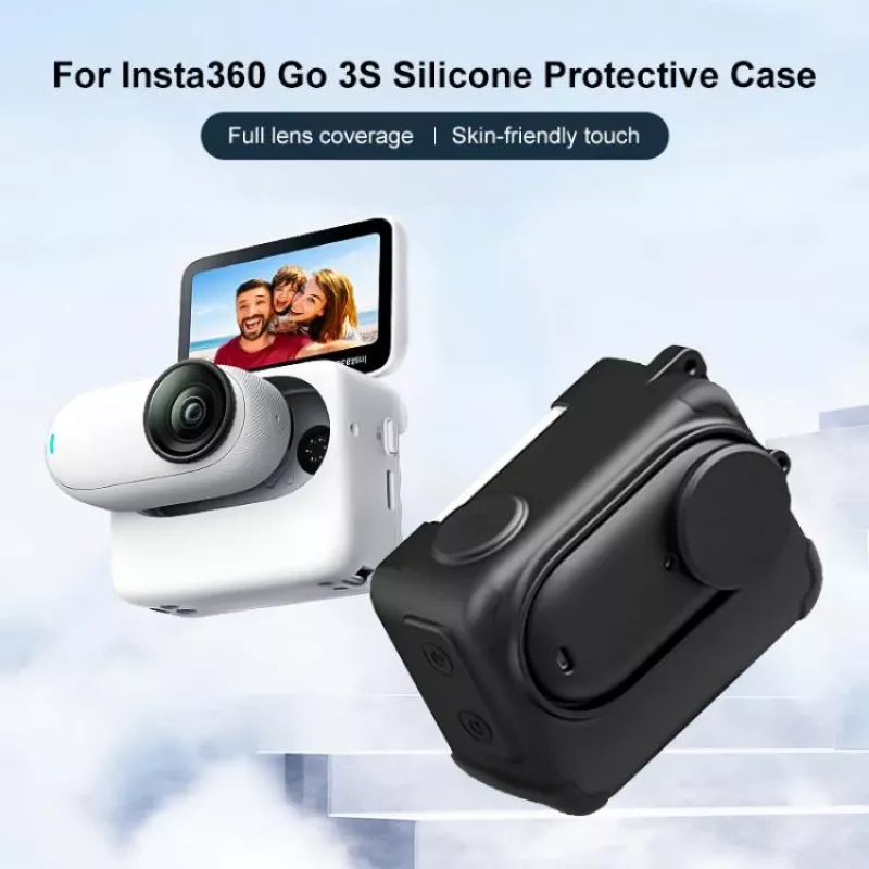PULUZ funda protectora de silicona con tapa de objetivo para Insta360 GO 3 / GO 3S - negra (PU772B)