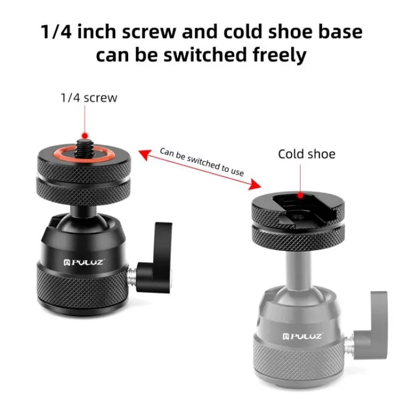 PULUZ rótula para cámara 3D rosca de 1/4 inch 2x zapata en frío ISO hasta 3 kg PU1057B