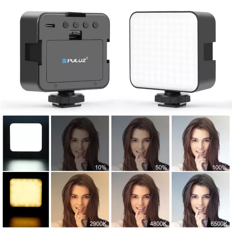 PULUZ luz LED de vídeo 100 LEDs 5W bi-color 2900-6500K USB-C soporte de rosca de 1/4