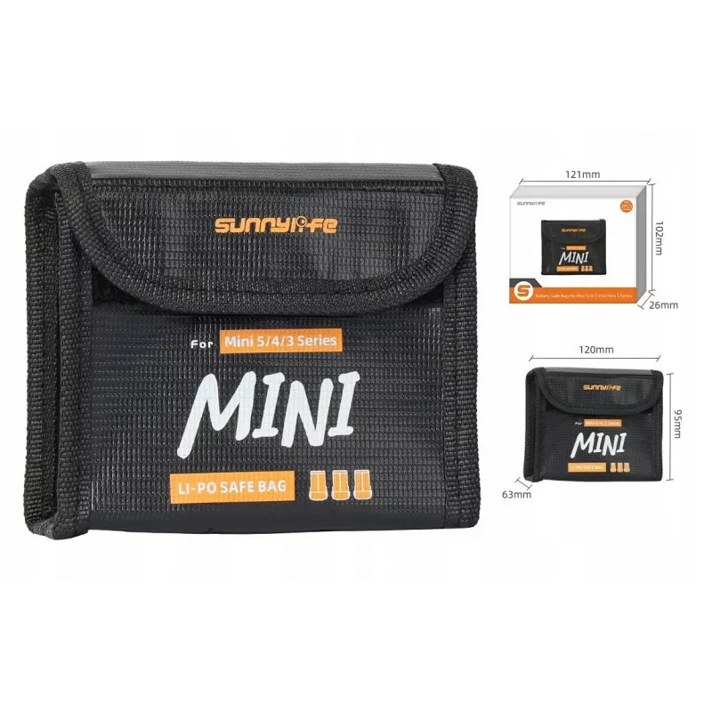 SUNNYLIFE Funda de almacenamiento ignífuga para baterías para 3x DJI Mini 5/4/3 Pro Mini 3 N5p-dc085-3