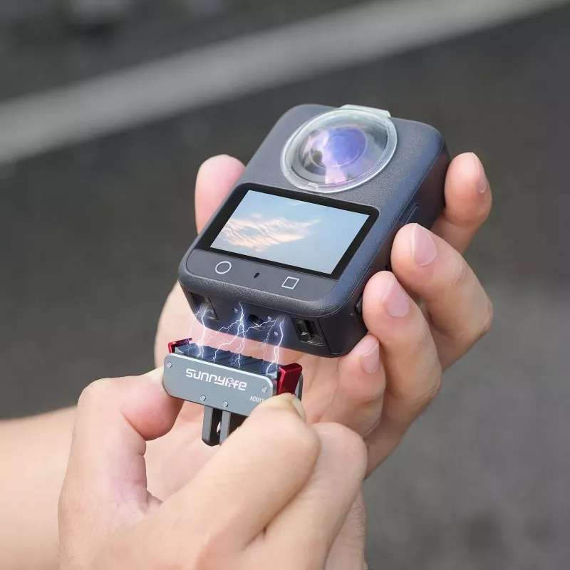 SUNNYLIFE Adaptador magnético de liberación rápida con rosca de 1/4 pulgadas y soporte GoPro para DJI Osmo Action 5 Pro / 4 / 3, AD017-T