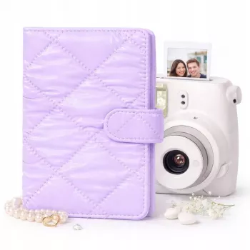LOVEINSTANT Álbum de fotos para 108 fotos compatible con Fujifilm Instax Mini 12 40 11 9 8 7 Evo LiPlay Link, lila acolchado