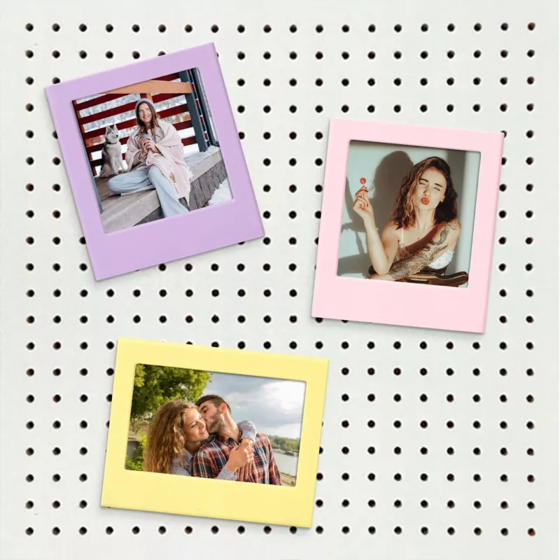LOVEINSTANT Set de marcos de fotos magnéticos 7x imán de marco para Polaroid I-Type 600 SX-70 negro