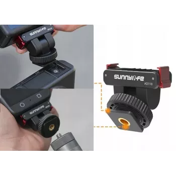 SUNNYLIFE Soporte magnético de liberación rápida con conector macho en frío y rosca de 1/4 de pulgada para DJI Osmo Action 5 Pro / 4 / 3 / 2 - Negro