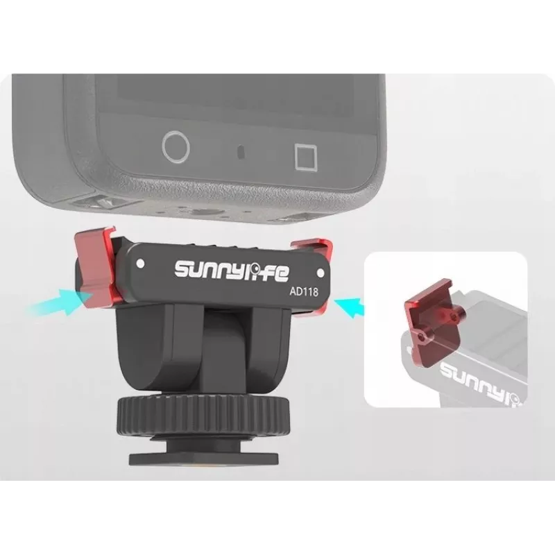 SUNNYLIFE Soporte magnético de liberación rápida con conector macho en frío y rosca de 1/4 de pulgada para DJI Osmo Action 5 Pro / 4 / 3 / 2 - Negro