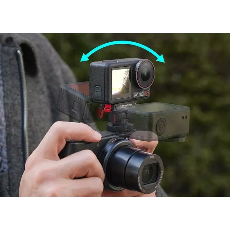 SUNNYLIFE Soporte magnético de liberación rápida con conector macho en frío y rosca de 1/4 de pulgada para DJI Osmo Action 5 Pro / 4 / 3 / 2 - Negro