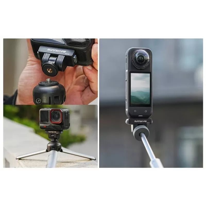 SUNNYLIFE Soporte magnético de liberación rápida con tornillo de 1/4 de pulgada para Insta360 X4, X3, Ace Pro y más - Negro (AD136-D)