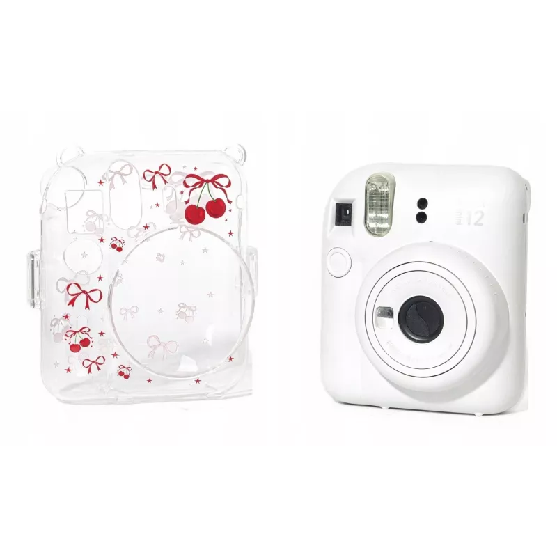 LOVEINSTANT Funda protectora rígida para Fujifilm Instax Mini 12 - Estampado de cerezas rojas con correa de hombro