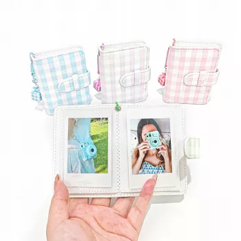 LOVEINSTANT Álbum de fotos de bolsillo Checkered Green para 28 fotos Instax Mini y Zink
