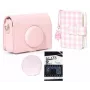 LOVEINSTANT Estuche kit 4 en 1 con álbum de fotos, protector de pantalla LCD y tapa de objetivo para Fujifilm Instax Mini Evo - Rosa