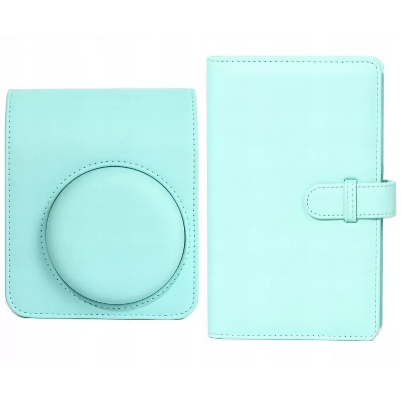 LOVEINSTANT Set Funda Protectora y Álbum de Fotos para Fujifilm Instax Mini 13 - Verde