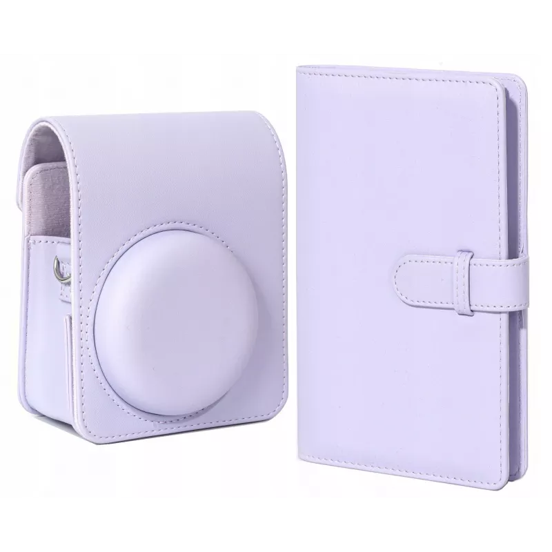 LOVEINSTANT Set Bolsa de Cámara y Álbum de Fotos para Fujifilm Instax Mini 13 - Lila