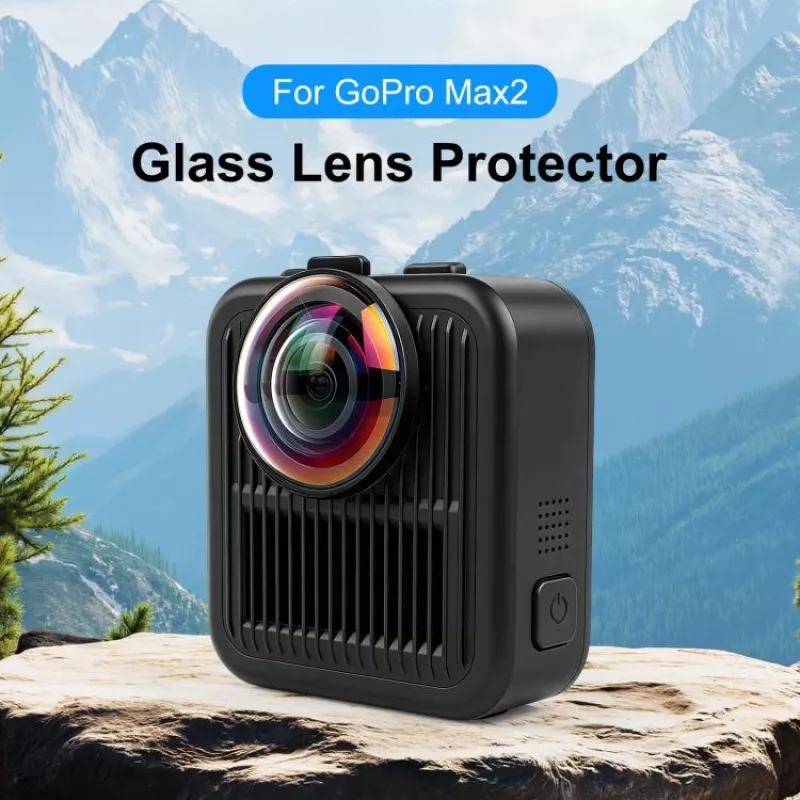 PULUZ 2x Protector de Lente de Cristal Templado para GoPro Max 2 - Marco Negro