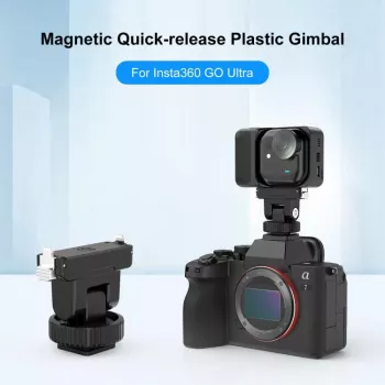 PULUZ Soporte Magnético de Liberación Rápida con Tornillo de 1/4 de pulgada y Adaptador de Zapata en Frío para Insta360 GO Ultra, Cámaras de Acción - PU1073B