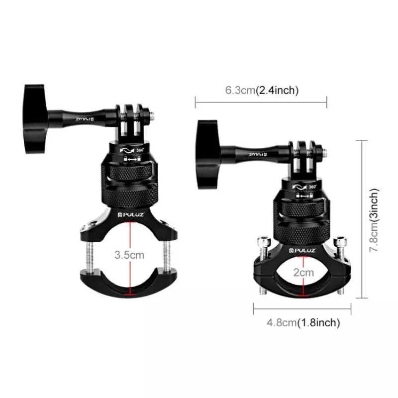 PULUZ PU796B Soporte de Manillar 360° para Moto/Bicicleta para GoPro SJCAM Xiaomi DJI
