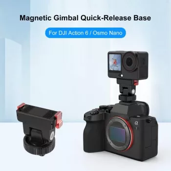 PULUZ PU1071B Soporte Magnético de Cambio Rápido 1/4 e ISO para DJI Osmo Action 6 / Nano