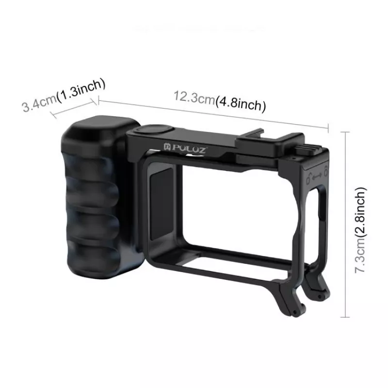 PULUZ Soporte de Marco + Empuñadura + Adaptador de Zapata en Frío para DJI Osmo Action 6 / PU1096B