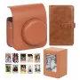 LOVEINSTANT Kit 4 en 1: Bolsa de Cámara, Álbum de Fotos, Caja de Almacenamiento, Pegatinas para Fuji Instax Mini 41 - Marrón