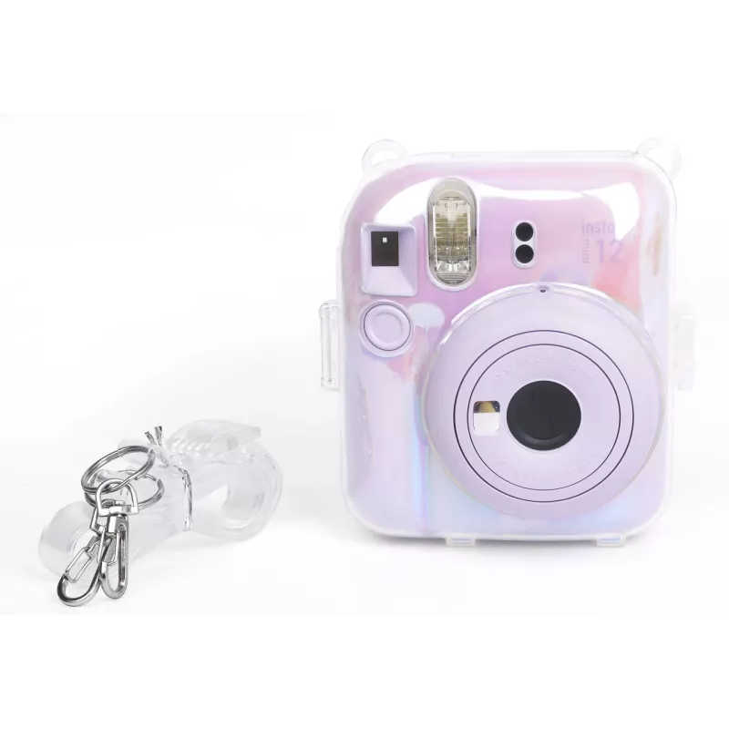 LOVEINSTANT Set 2 en 1 Funda Carcasa Bolsa para Fuji Instax Mini 12 Caja de Almacenamiento de Fotos Transparente Shimmer