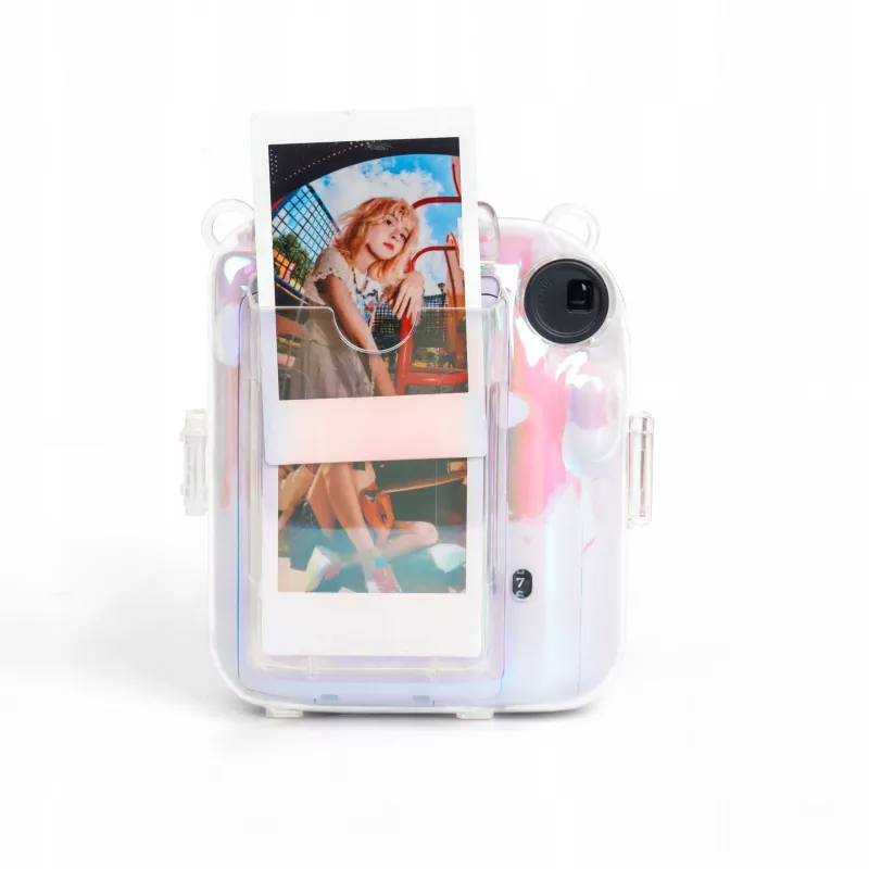 LOVEINSTANT Set 2 en 1 Funda Carcasa Bolsa para Fuji Instax Mini 12 Caja de Almacenamiento de Fotos Transparente Shimmer