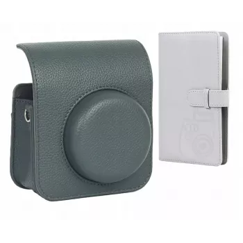 LOVEINSTANT Funda de cámara y álbum de fotos para Fujifilm Instax Mini 41, gris, para 96 fotos