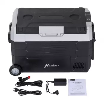 HCALORY D55M+ nevera portátil para coche con Bluetooth, 55L, compresor, -20°C a +20°C, DC 12V/24V, AC 100-240V, negro