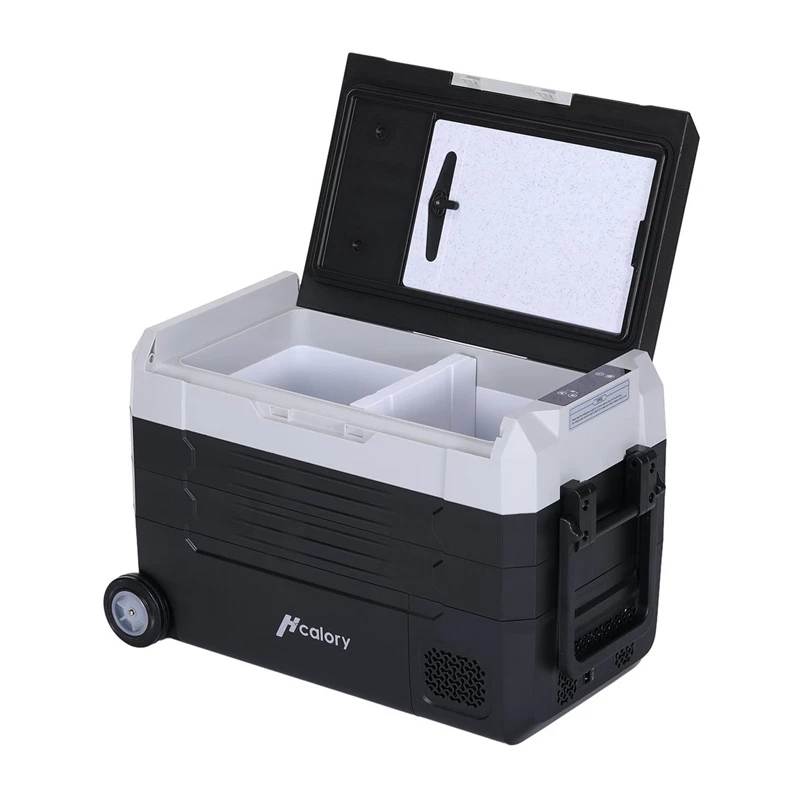 HCALORY D55M+ nevera portátil para coche con Bluetooth, 55L, compresor, -20°C a +20°C, DC 12V/24V, AC 100-240V, negro