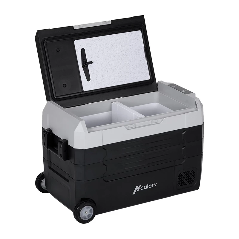 HCALORY D55M+ nevera portátil para coche con Bluetooth, 55L, compresor, -20°C a +20°C, DC 12V/24V, AC 100-240V, negro