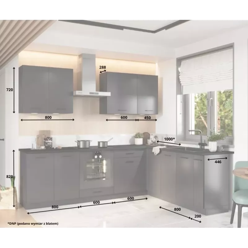STOLKAR Cosmo Design ANIKA Graphite/Graphite 2.0/2.6 Conjunto de muebles de cocina