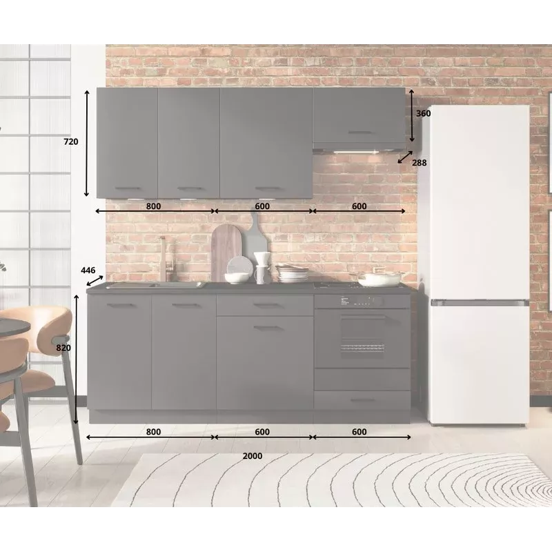STOLKAR Cosmo Design ANIKA Graphite/Graphite 2.0 Conjunto de muebles de cocina - 6 piezas