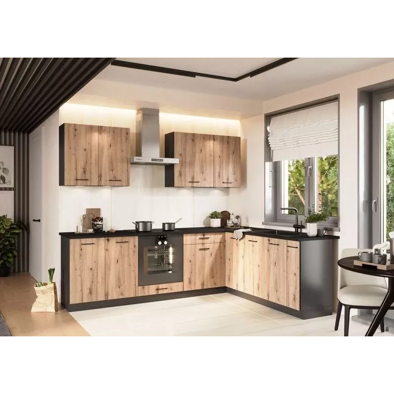 STOLKAR Cosmo Design ANIKA Conjunto de muebles de cocina, Artisan Oak/Graphite 2.0/2.6