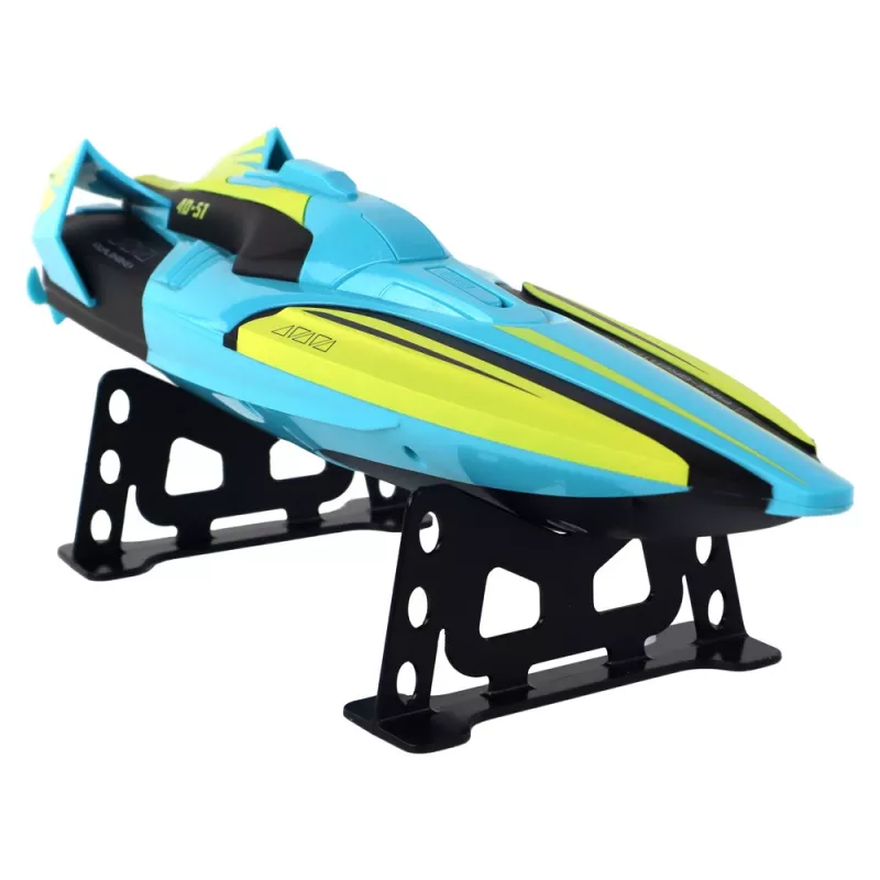 LEAN TOYS Lancha RC 2.4G amarillo-turquesa resistente al agua con mando a distancia