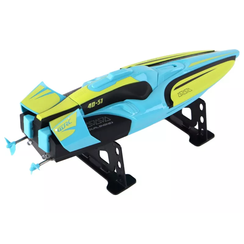 LEAN TOYS Lancha RC 2.4G amarillo-turquesa resistente al agua con mando a distancia