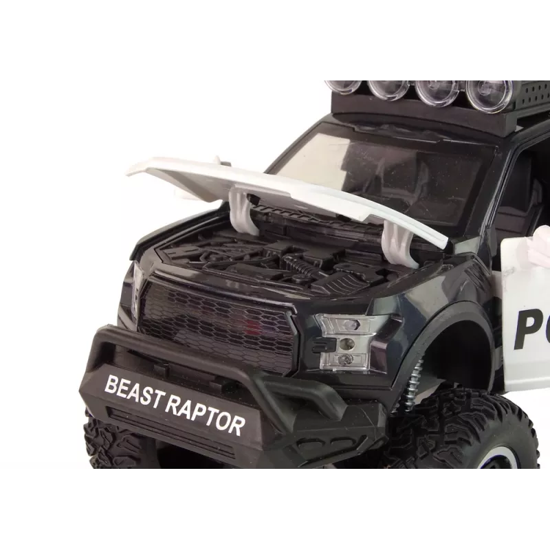 LEAN TOYS Vehículo todoterreno Raptor policía puerta que se abre sonido y luz