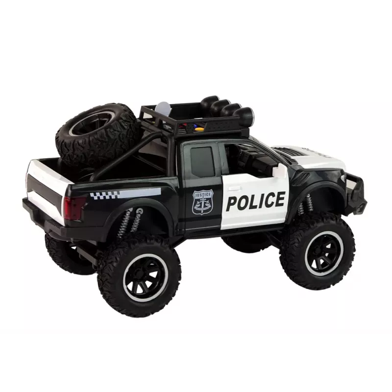 LEAN TOYS Vehículo todoterreno Raptor policía puerta que se abre sonido y luz