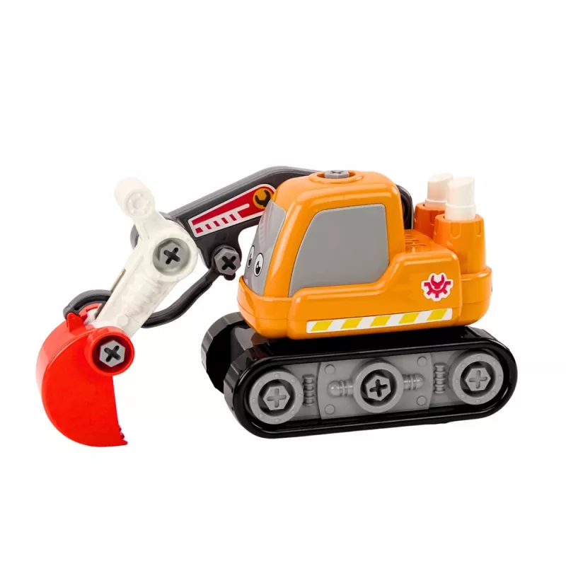 LEAN TOYS excavadora de orugas de dibujos animados puzzle 3D de madera - naranja