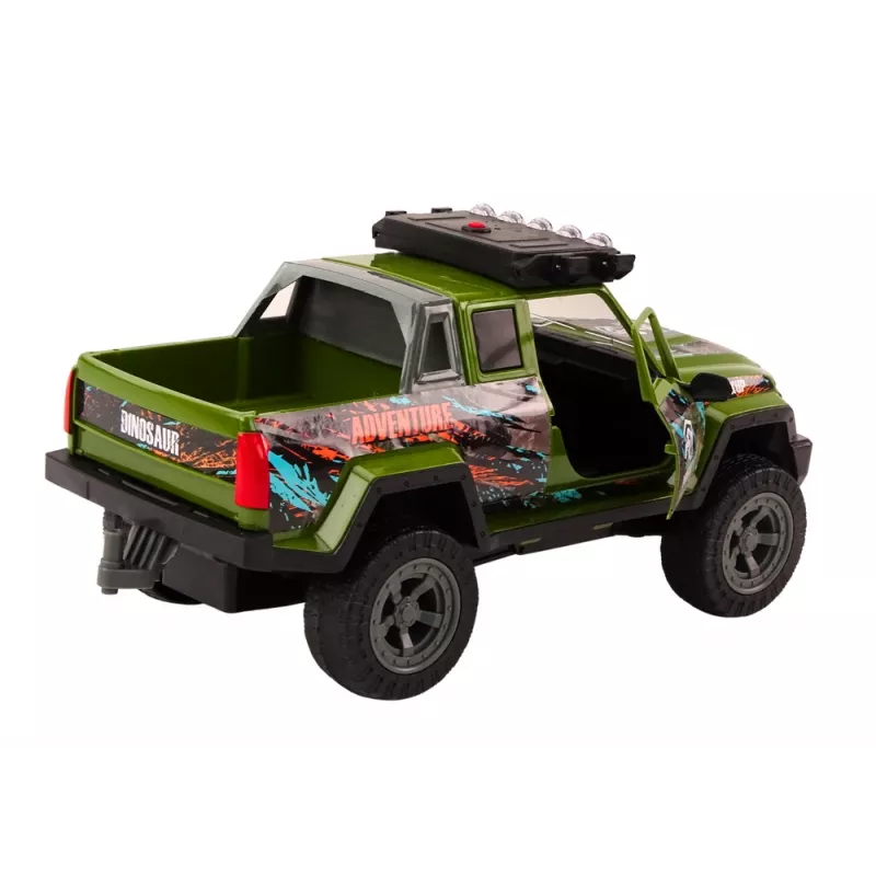LEAN TOYS Coche todoterreno de caza Hunter dinosaurio con luces y sonidos verde